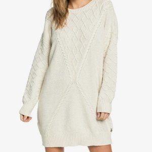 Roxy Snow Day Sweater Dress Size Small Cream NWT